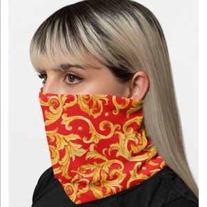 Baroque Red & Gold Face Wrap Mask Cover Gaiter